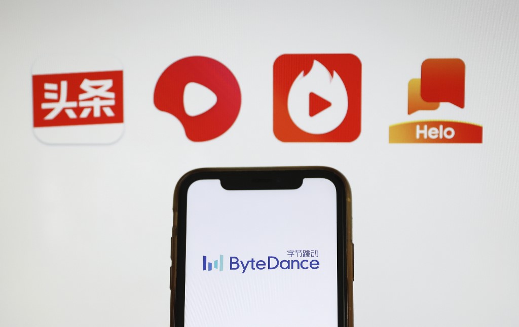 ByteDance logo is displayed on a mobile phone