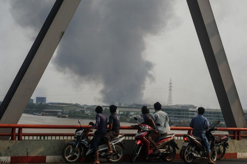 The Chinese Embassy said 32 Chinese-backed factories were "smashed" in Yangon on Sunday, causing property loss of at least $37 million.