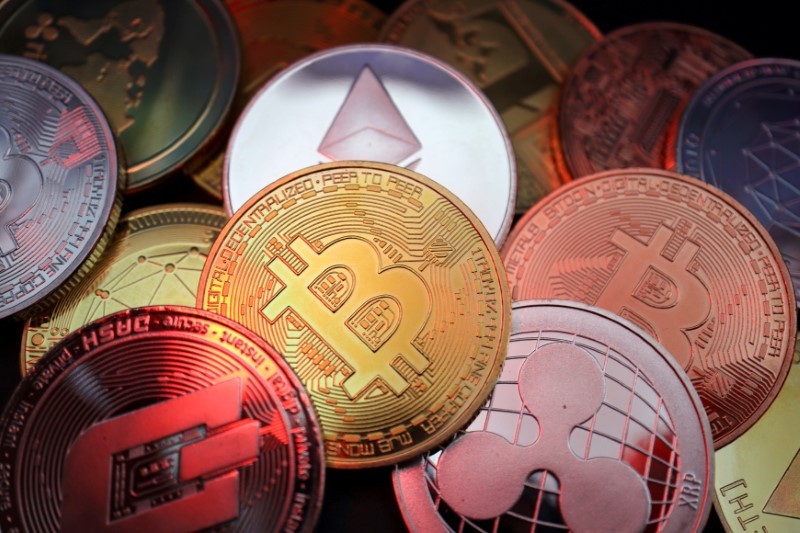 Crypto coins such as bitcoin dash ethereum ripple and litecoin are seen in this image. Photo: Reuters