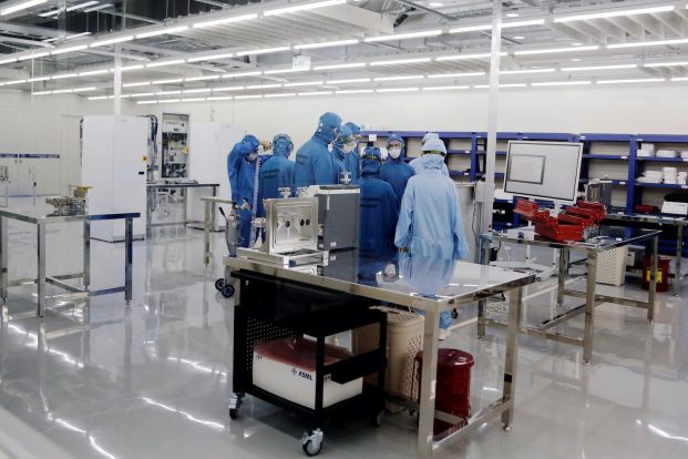 Trainees learn how to build and operate an EUV machine at the training center at ASML Holding in Tainan