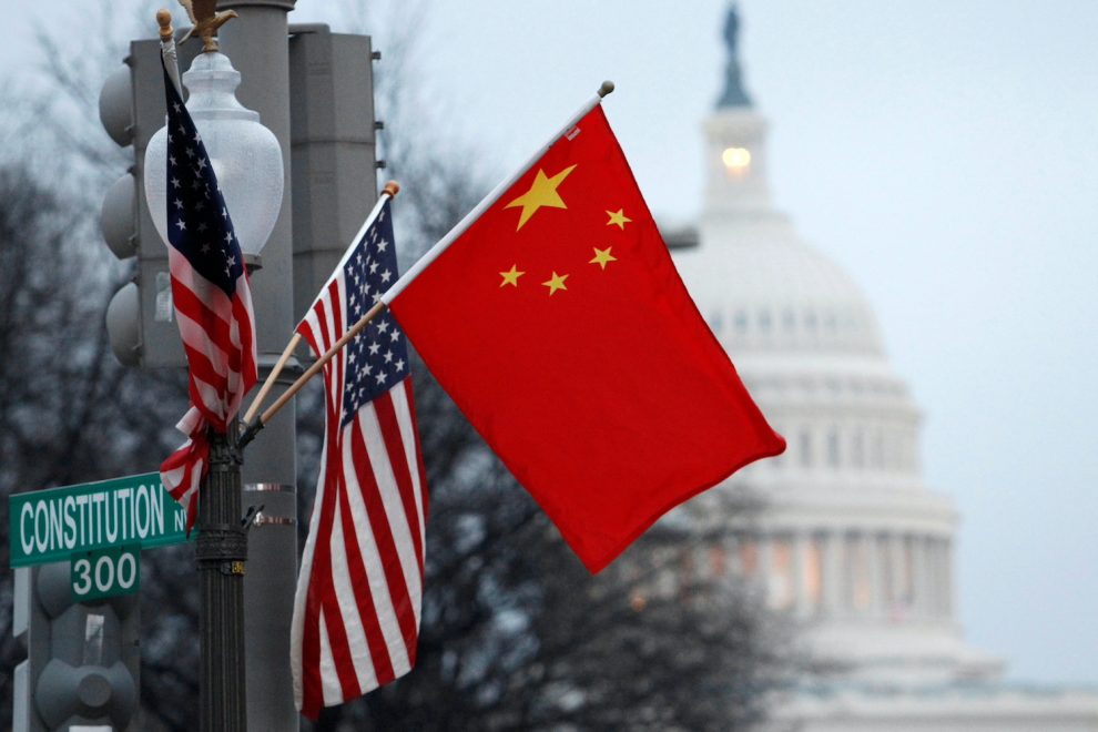 US and Chinese flags flying in Washington as China stock delisting stand-off deepens