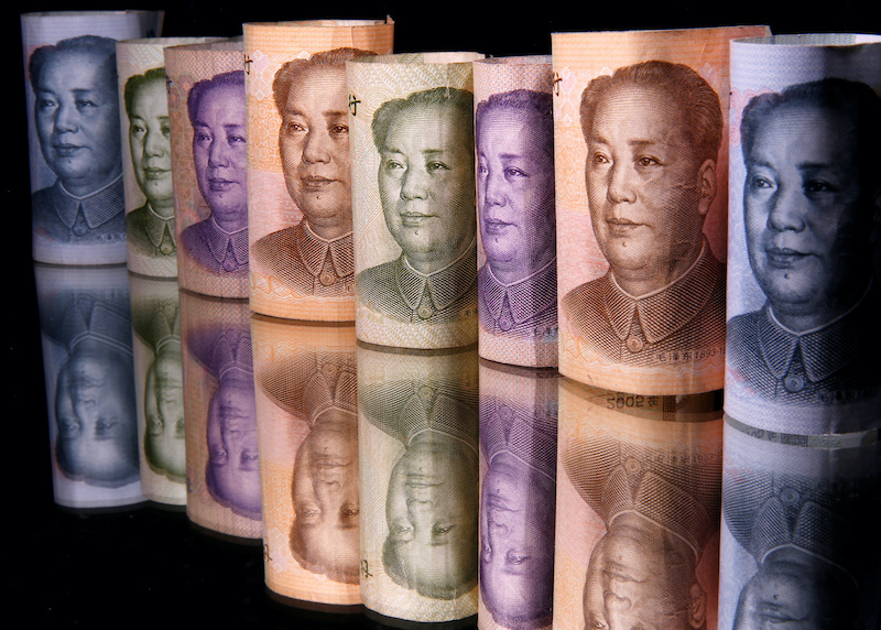 China's yuan has dropped to its lowest in three months on doubts about its economic slowdown.
