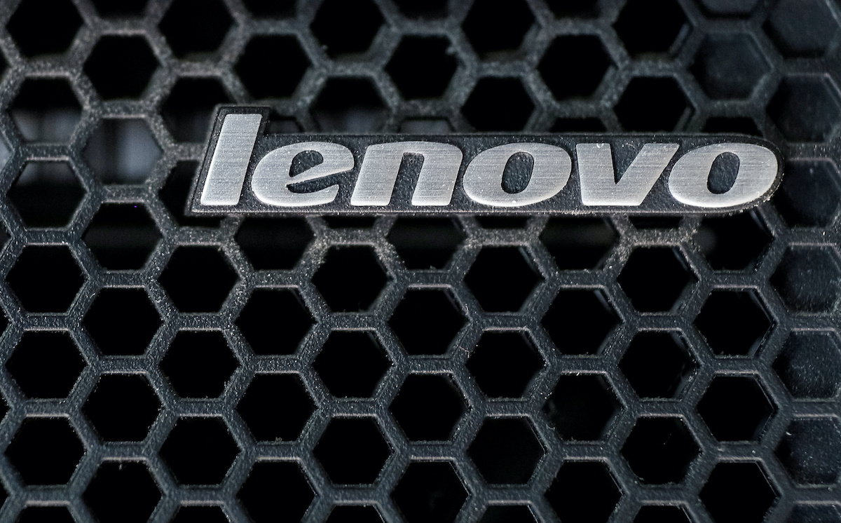 A Lenovo logo is seen at the computer in Kiev, Ukraine April 21, 2016. REUTERS/Gleb Garanich