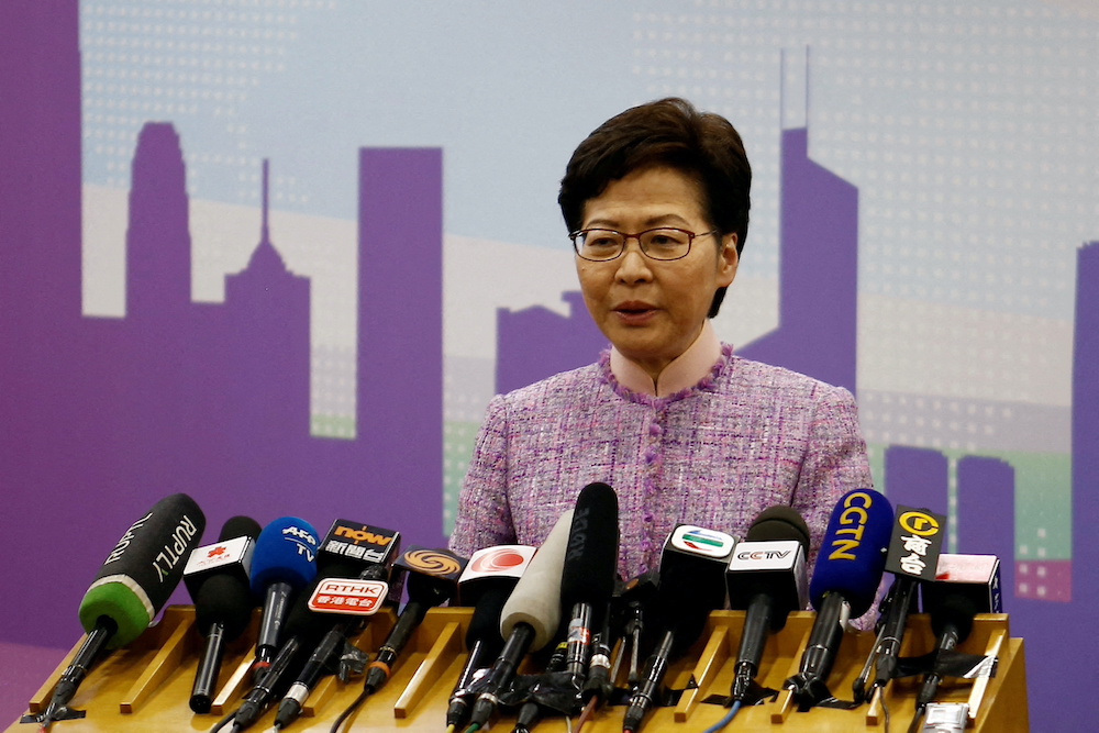 Hong Kong’s Lam Says No Lockdown Despite Soaring Covid Cases