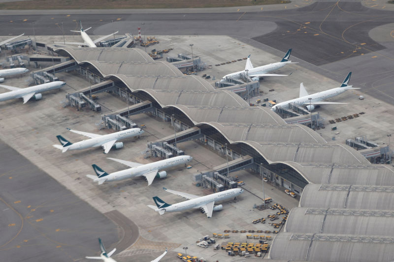 Aircraft, including Boeing 737, at airport