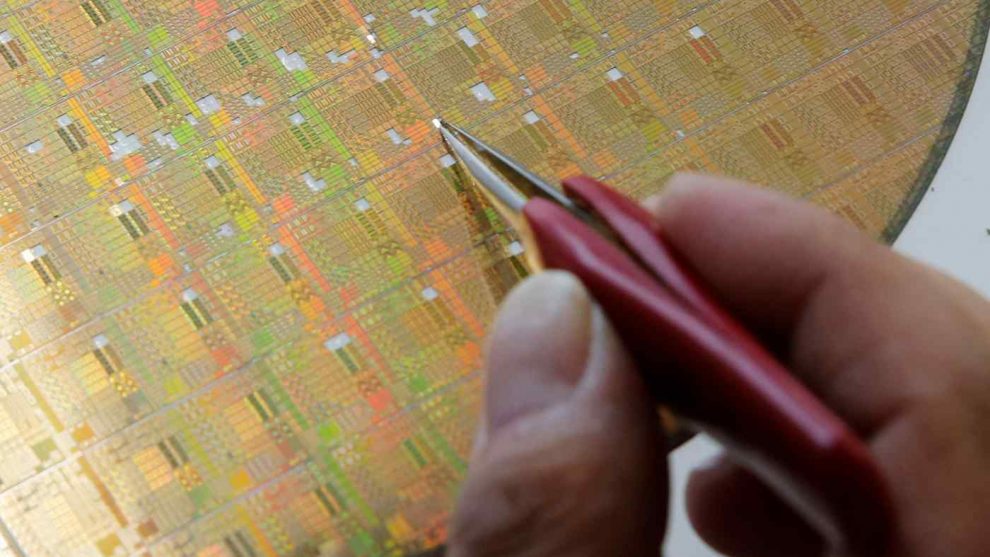 A semiconductor wafer is seen in Beijing, China