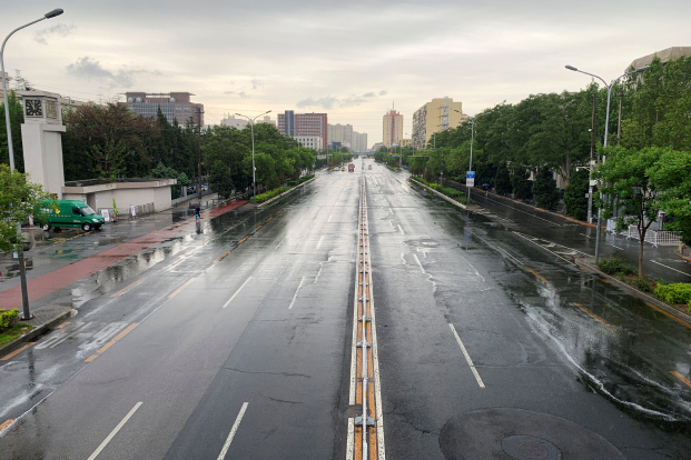 A road with little traffic in Beijing amid a Covid-19 outbreak