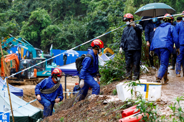 Rescue at the site where a China Eastern Airlines jet crashed in March