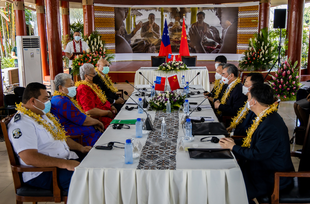 Samoan leaders meet with Wang Yi and the Chinese delegation on Saturday May 28, 2022(Samoa govt).