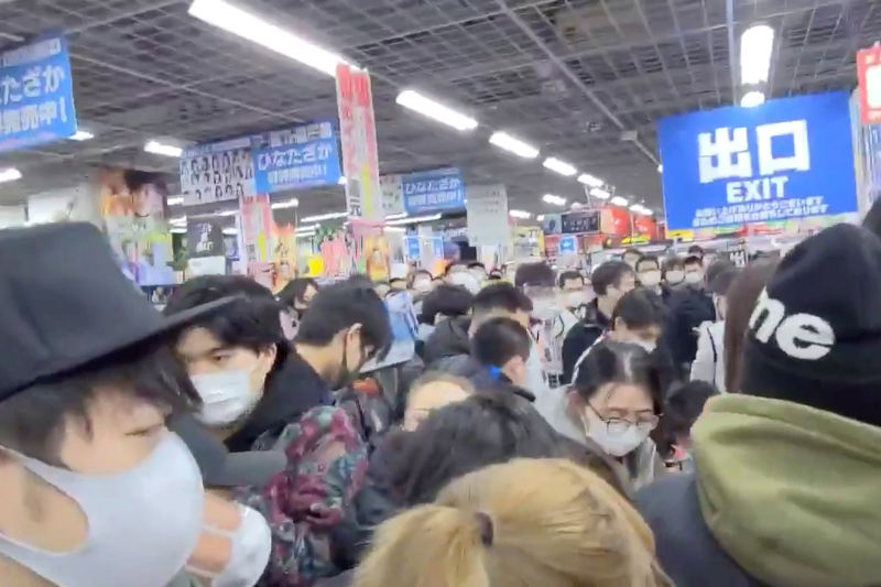 Shoppers crowd Tokyo's Yodobashi camera store hoping to purchase a Playstation 5 in January last year.