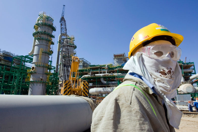 A worker stands in the Bolashak processing plant near the Kashagan offshore oil field in the Caspian sea, west Kazakhstan. File photo: Reuters