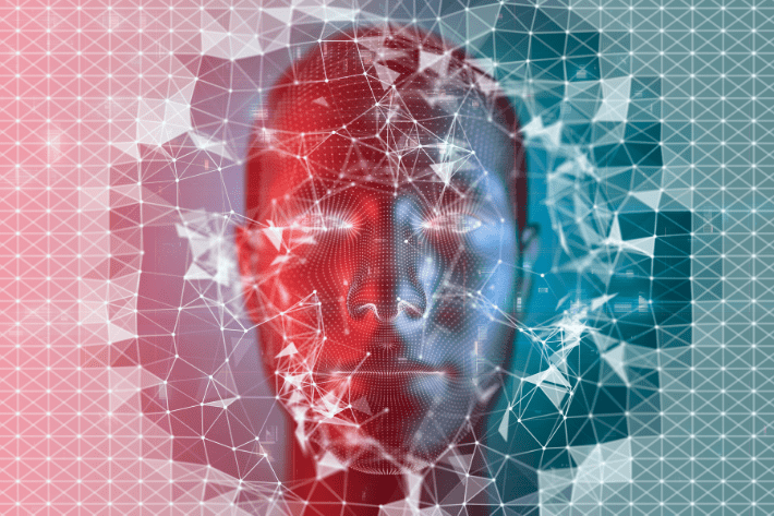 Artificial intelligence, facial recognition stock image