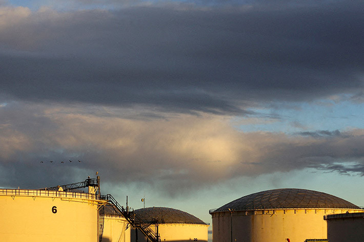 Crude oil storage tanks