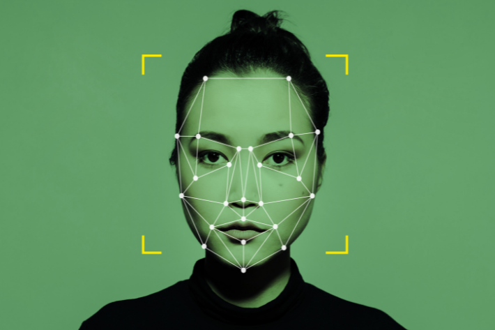 Artificial intelligence, facial recognition stock image