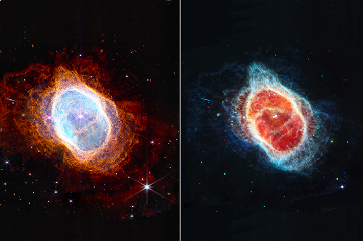 Southern Ring Nebula (NIRCam and MIRI Images Side by Side)