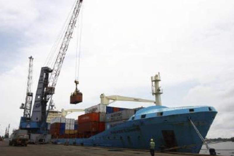 Indian officials in Kochi port have detained a Russia-flagged ship carrying military equipment over an unpaid debt.