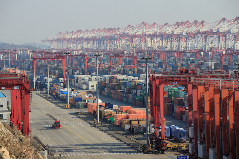 Containers are seen at Yangshan Deepwater Port in Shanghai on February 13, 2017. Photo: Reuters