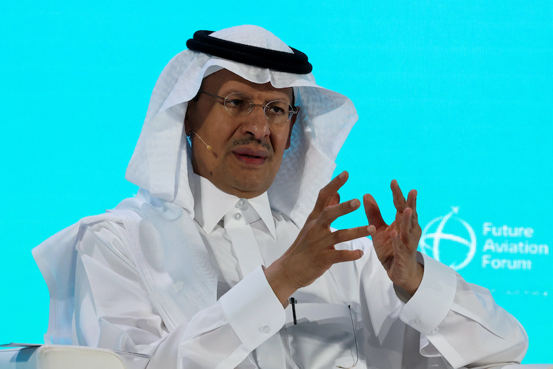 Saudi Arabia's Energy Minister, Prince Abdulaziz bin Salman al Saud, speaks during the Future Aviation Forum in Riyadh, Saudi Arabia, May 9, 2022. REUTERS/Ahmed Yosri