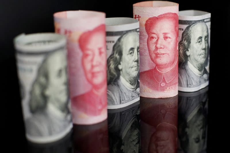 The Chinese yuan fell to a more than two-week low on Monday as protests in China against the government's zero-Covid policies caused investors to turn back the safe-haven US dollar.