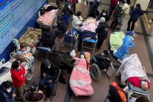 Covid patients are seen crowded in a Shanghai hospital