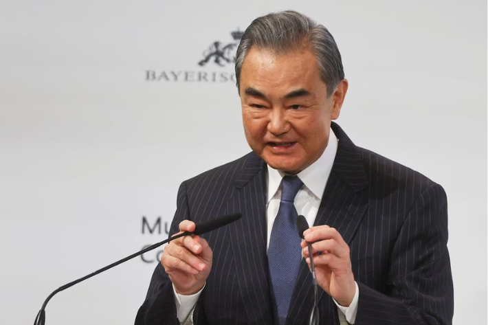 China's Director of the Office of the Central Foreign Affairs Commission Wang Yi speaks during the Munich Security Conference