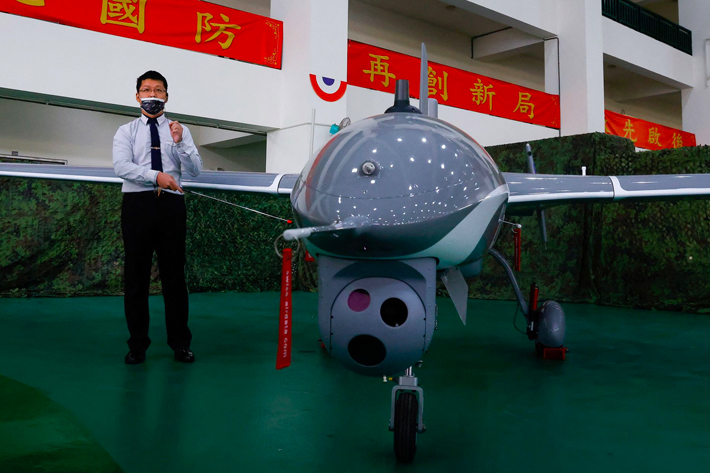 A view shows an Albatross II UAV on display as Taiwan's Defence Ministry showcases its domestically developed drones to the media, in Taichung, Taiwan