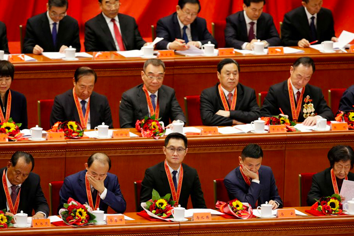 Tencent's Chief Executive Officer Pony Ma, Alibaba's Executive Chairman Jack Ma and others attend an event marking the 40th anniversary of China's reform and opening up at the Great Hall of the People in Beijing, China