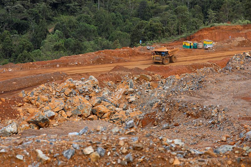 Trucks hault nickel at a mining site of Vale in Sorowako (Rs)