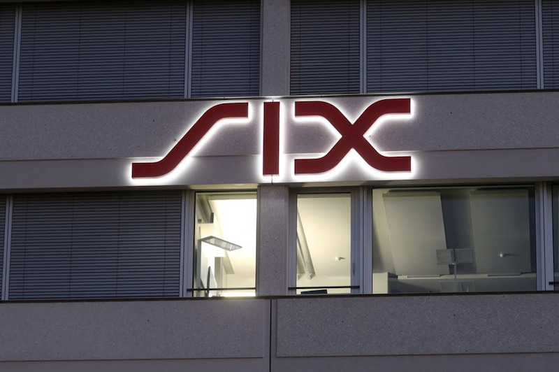 The logo of Swiss stock exchange operator SIX Group is seen at its headquarters in Zurich, Switzerland November 13, 2020. REUTERS/Arnd Wiegmann