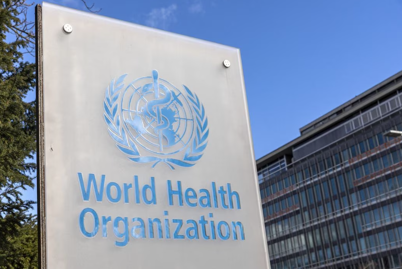 The World Health Organisation (WHO) logo is seen near its headquarters in Geneva, Switzerland, February 2, 2023. REUTERS/Denis Balibouse/File Photo