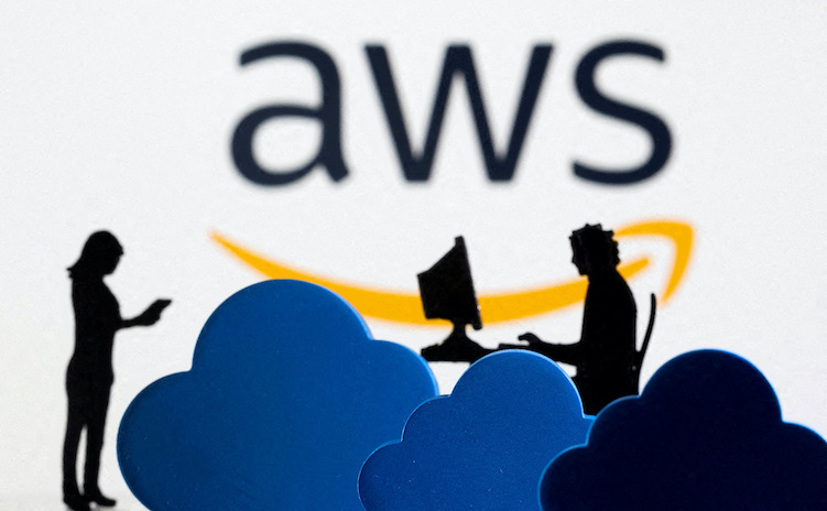 Amazon Web Service's cloud service logo is seen in this image