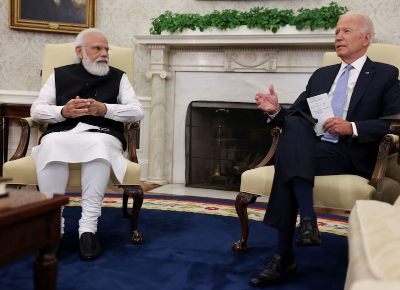 U.S. President Joe Biden meets with India's Prime Minister Narendra Modi in the Oval Office at the White House in Washington, U.S., September 24, 2021. REUTERS/Evelyn Hockstein/File Photo