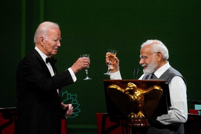 US President Joe Biden hosts a state dinner for Indian PM Narendra Modi at the White House