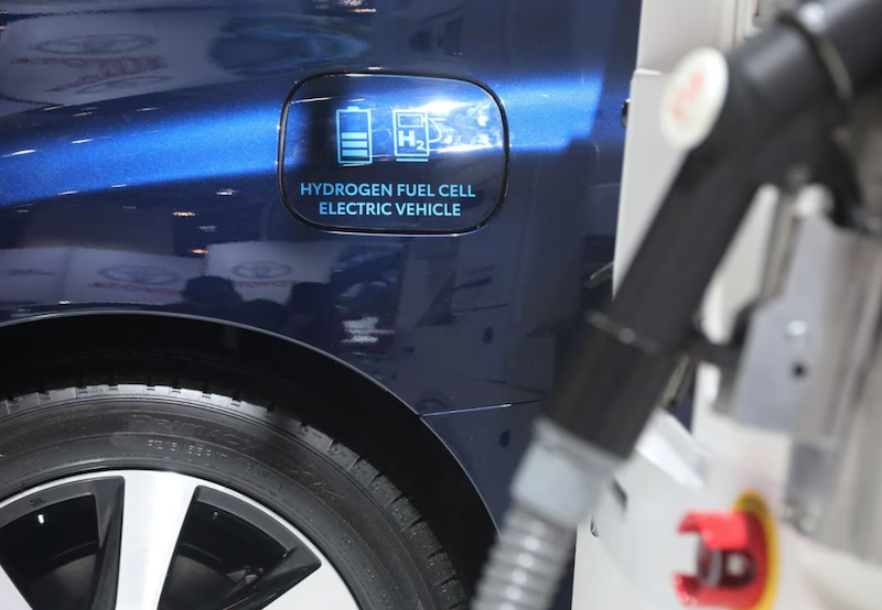 A 2020 Toyota Mirai hydrogen electric fuel cell car is displayed at the Canadian International Auto Show in Toronto, Ontario, Canada February 18, 2020. REUTERS/Chris Helgren