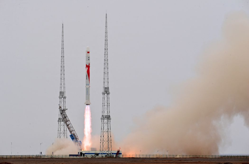 The Zhuque-2 carrier rocket, a methane-liquid oxygen rocket by Chinese company LandSpace, takes off from the Jiuquan Satellite Launch Center, near Jiuquan, Gansu province, China, on July 12, 2023. cnsphoto via REUTERS