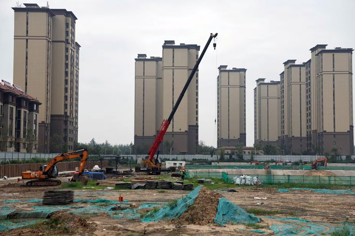A construction site of residential buildings by Chinese developer Country Garden is pictured in Tianjin, China