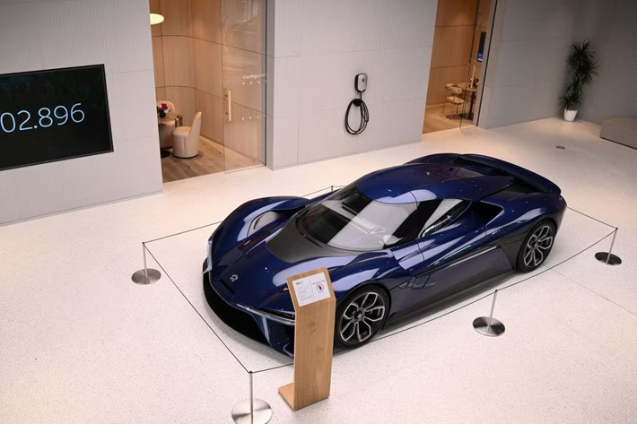 The sports car NIO EP9 is presented at the NIO House, the showroom of the Chinese premium smart electric vehicle manufacture NIO Inc. in Berlin, Germany