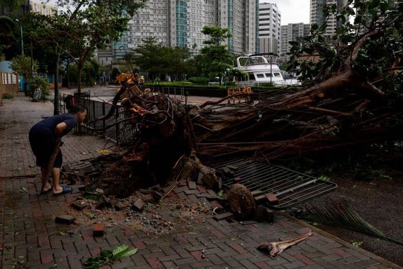 Hong Kong was mopping up the damage on Saturday after Super Typhoon Saola hit Hong Kong overnight.