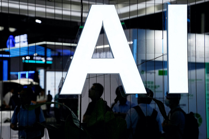 An AI sign is seen at the World Artificial Intelligence Conference (WAIC) in Shanghai, China