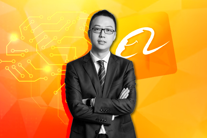 Eddie Wu seen next to Alibaba logo