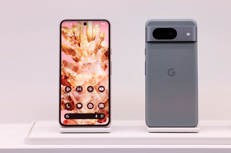 The new Pixel 8 Phone is displayed in New York City, US, on October 4, 2023. Photo: Reuters