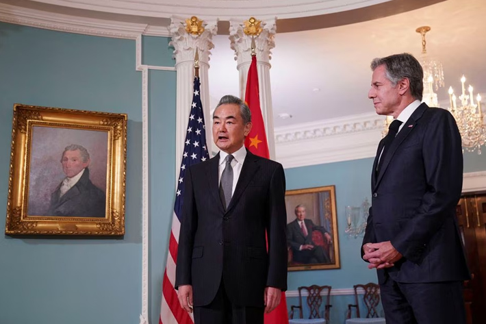 US Secretary of State Antony Blinken meets with Chinese Foreign Minister Wang Yi at the State Department in Washington