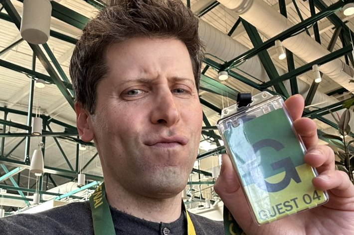 Former Open AI chief Sam Altman sharing an image of his 'guest badge' into the company after his ouster from the AI firm