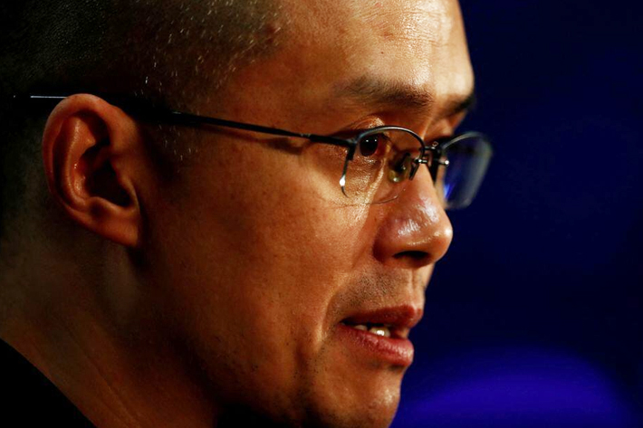 Binance CEO Changpeng Zhao speaks during a news conference at the Web Summit, Europe's largest technology conference, in Lisbon