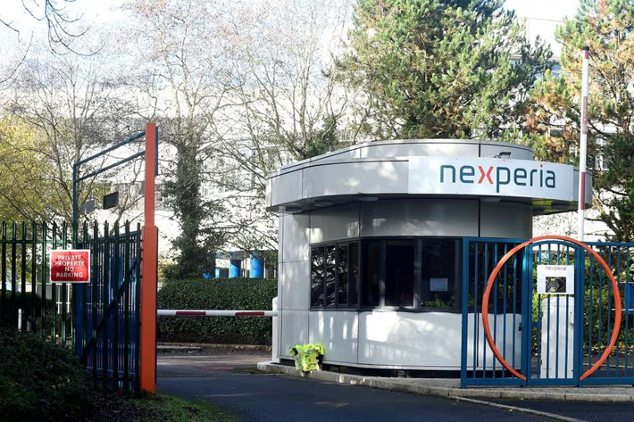 A view of the main entrance of Nexperia owned site of microchip producer Newport Wafer Fab, Newport, Wales, Britain