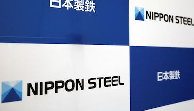 The logos of Nippon Steel Corp. are displayed at the company headquarters in Tokyo, Japan, on March 18, 2019. Photo: Reuters