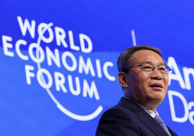 China's Premier Li Qiang speaks during the 54th annual meeting of the World Economic Forum in Davos, Switzerland, January 16, 2024. REUTERS/Denis Balibouse Acquire Licensing Rights