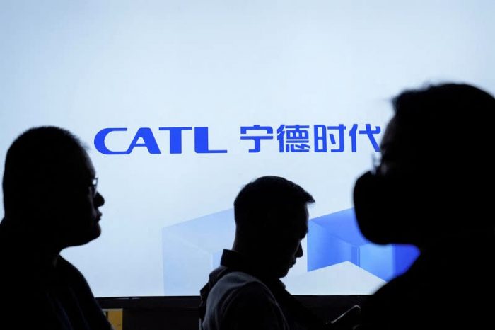 The logo of CATL (Contemporary Amperex Technology Ltd) is seen at the Auto Shanghai Show
