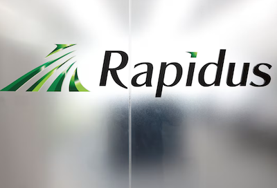 The logo of Rapidus Corp. is displayed at the company headquarters in Tokyo, Japan, on February 2, 2023. Photo: Reuters