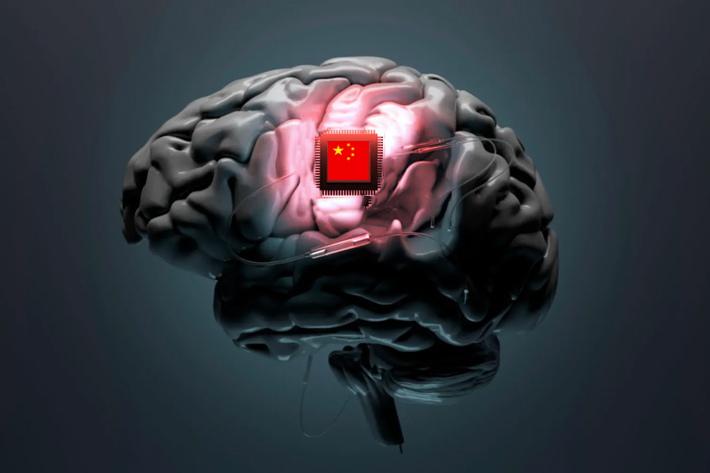 Illustration to show China's effort to develop a brain chip implant
